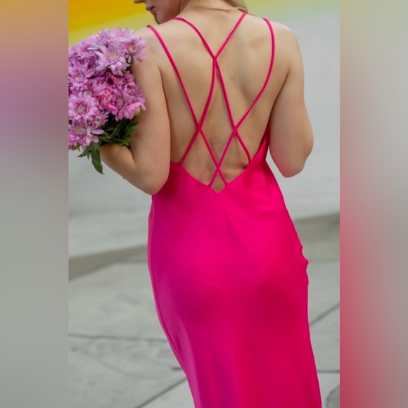 Zara Limited Edition Satin Pink Dress - Picture 1 of 9